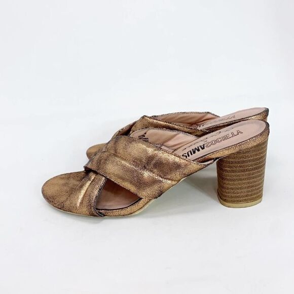 Amuse Society x Matisse Womens Shine On Gold Stacked Heel Slide Sandals Size 8 M - Picture 3 of 8